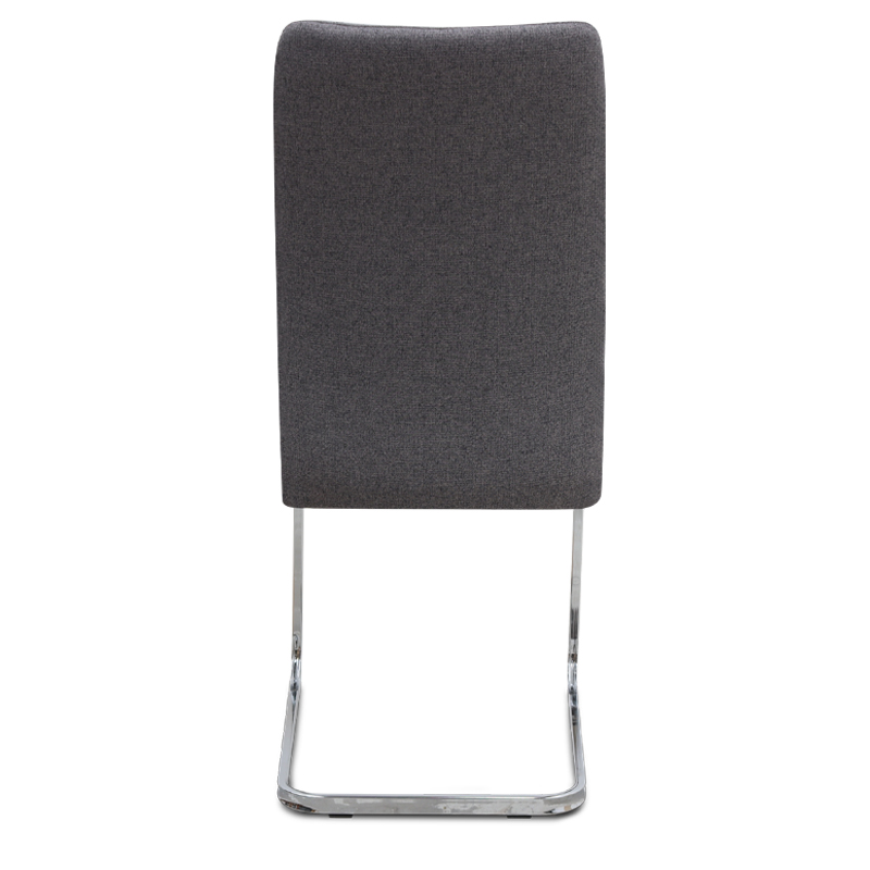 Καρέκλα τραπεζαρίας γκρι ύφασμα - μεταλλική βάση χρωμίου 7