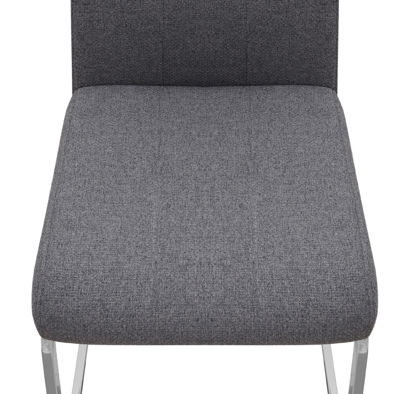 Καρέκλα τραπεζαρίας γκρι ύφασμα - μεταλλική βάση χρωμίου 8