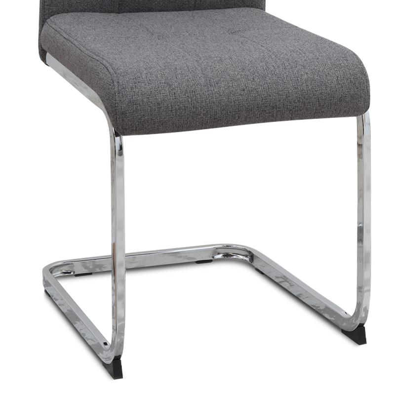 Καρέκλα τραπεζαρίας γκρι ύφασμα - μεταλλική βάση χρωμίου 10