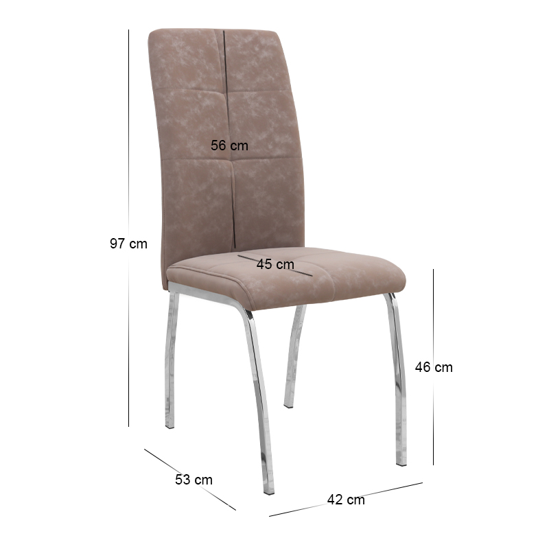Καρέκλα τραπεζαρίας μπεζ PU - μεταλλικό πόδι χρωμίου 11
