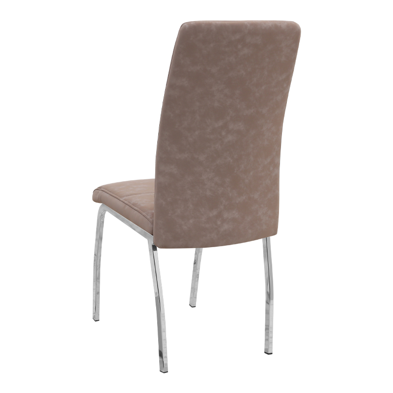 Καρέκλα τραπεζαρίας μπεζ PU - μεταλλικό πόδι χρωμίου 4