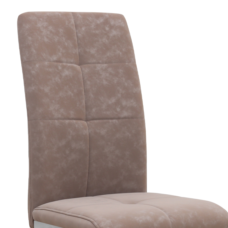 Καρέκλα τραπεζαρίας μπεζ PU - μεταλλικό πόδι χρωμίου 9