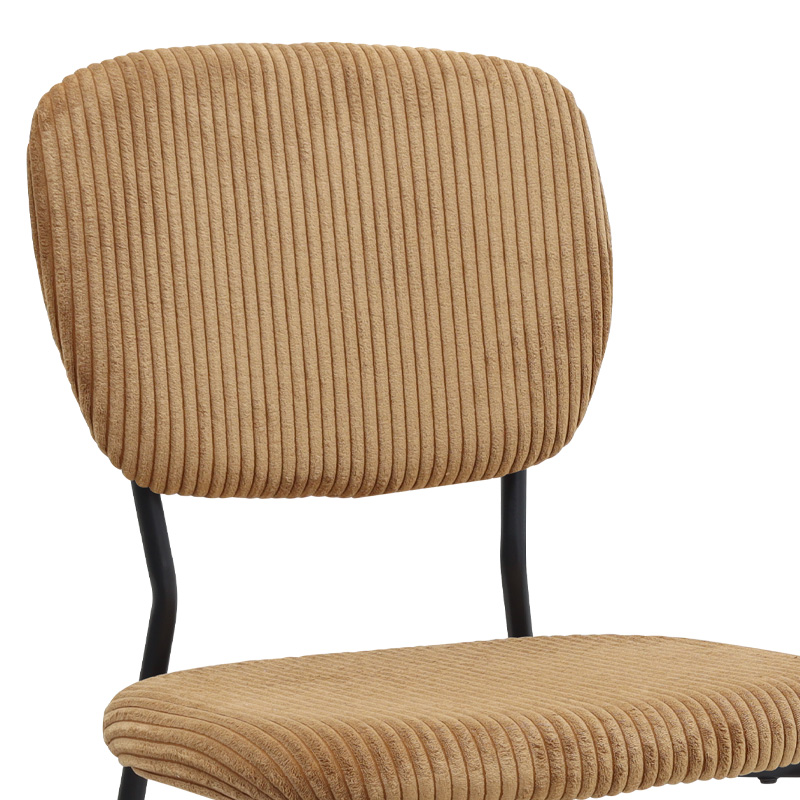 Καρέκλα τραπεζαρίας μουσταρδί ύφασμα - μεταλλικό μαύρο πόδι 11