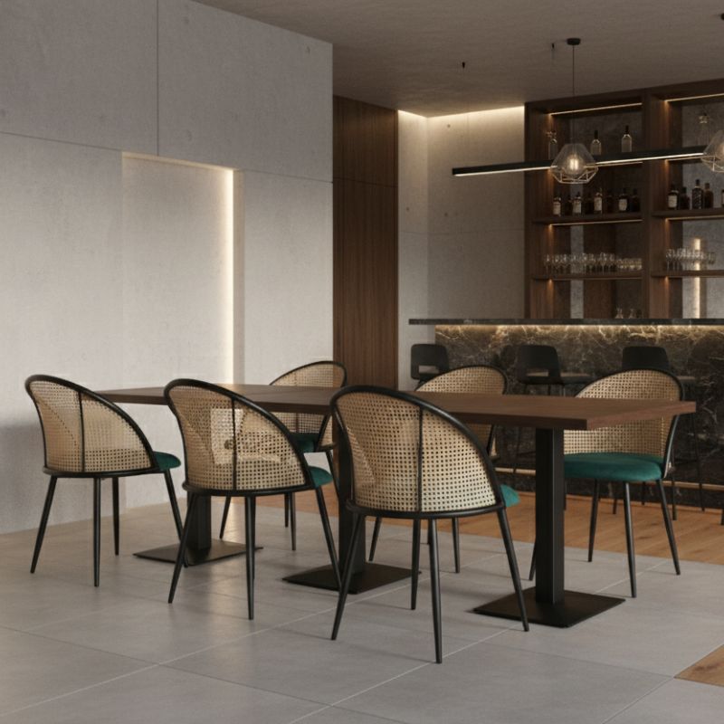 Καρέκλα τραπεζαρίας pe - κυπαρισσί βελούδο - μεταλλικό μαύρο πόδι 3