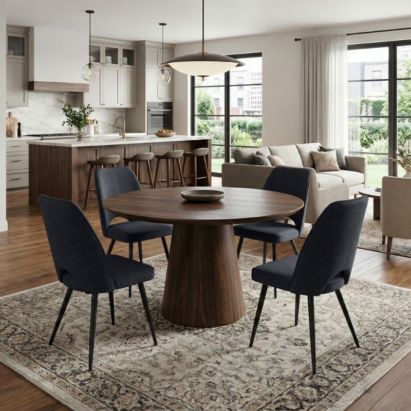 Καρέκλα τραπεζαρίας ανθρακί ύφασμα - μεταλλικό μαύρο πόδι 3