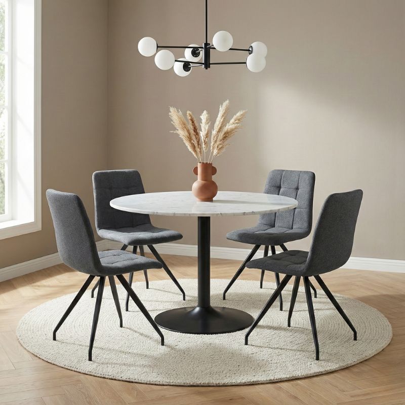 Καρέκλα τραπεζαρίας γκρι ύφασμα - μεταλλικό μαύρο πόδι 3