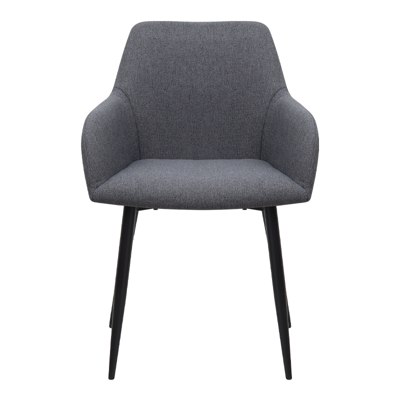 Πολυθρόνα τραπεζαρίας γκρι ύφασμα - μεταλλικό μαύρο πόδι 5