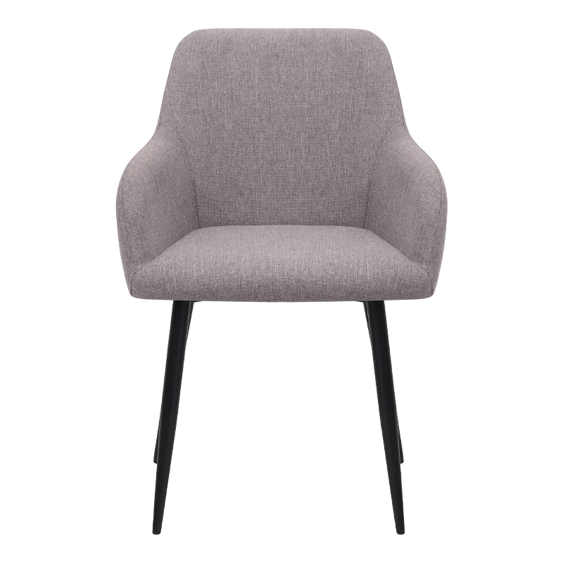 Πολυθρόνα τραπεζαρίας ανοιχτό μπεζ ύφασμα - μεταλλικό μαύρο πόδι 5