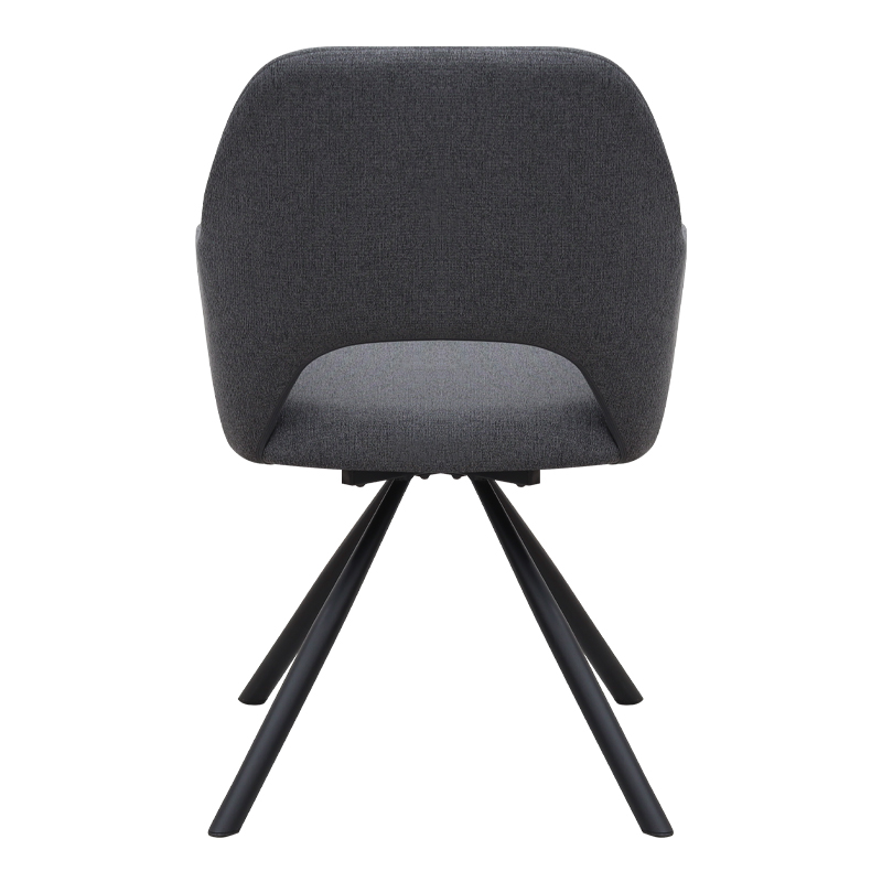 Πολυθρόνα τραπεζαρίας γκρι ύφασμα - μεταλλικό μαύρο πόδι 8