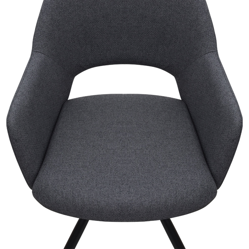 Πολυθρόνα τραπεζαρίας γκρι ύφασμα - μεταλλικό μαύρο πόδι 9