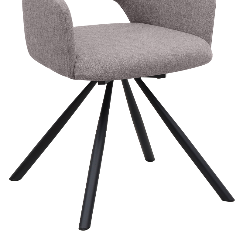 Πολυθρόνα τραπεζαρίας ανοιχτό μπεζ ύφασμα - μεταλλικό μαύρο πόδι 11