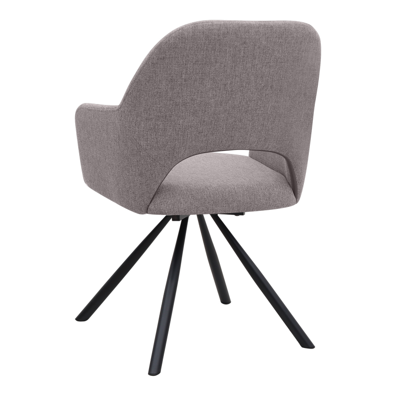 Πολυθρόνα τραπεζαρίας ανοιχτό μπεζ ύφασμα - μεταλλικό μαύρο πόδι 5