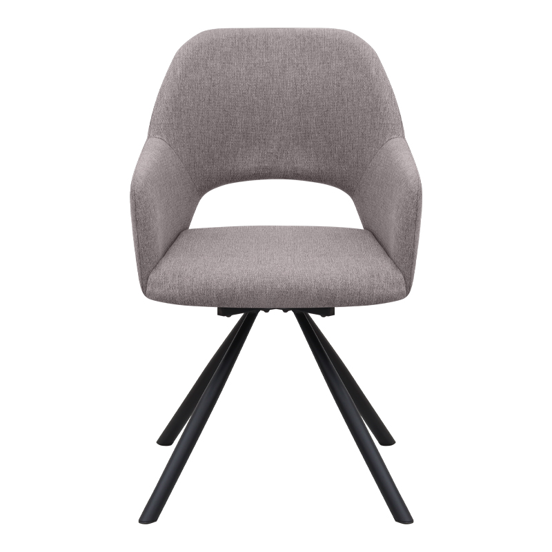 Πολυθρόνα τραπεζαρίας ανοιχτό μπεζ ύφασμα - μεταλλικό μαύρο πόδι 6