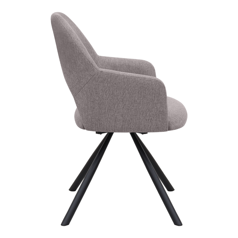 Πολυθρόνα τραπεζαρίας ανοιχτό μπεζ ύφασμα - μεταλλικό μαύρο πόδι 7