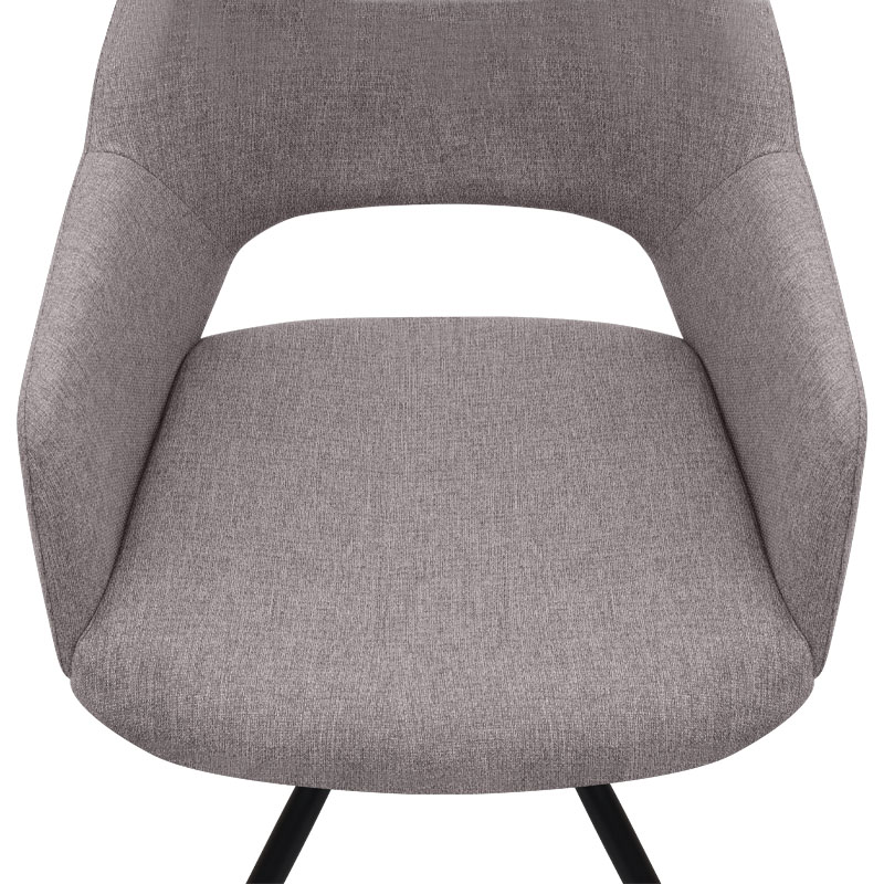 Πολυθρόνα τραπεζαρίας ανοιχτό μπεζ ύφασμα - μεταλλικό μαύρο πόδι 9