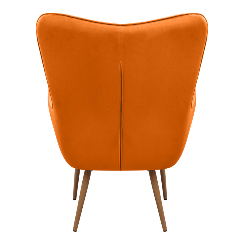 Πολυθρόνα - Μπερζέρα με υποπόδιο κροκί βελούδο - μεταλλικό πόδι χρώμα φυσικό 6