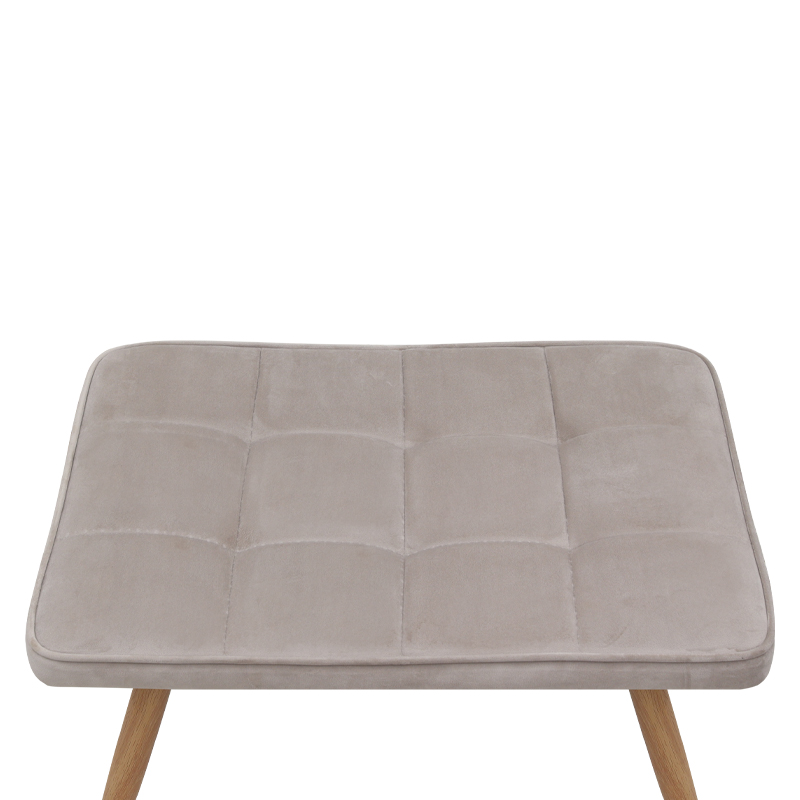 Πολυθρόνα - Μπερζέρα με υποπόδιο μπεζ βελούδο - μεταλλικό πόδι χρώμα φυσικό 8