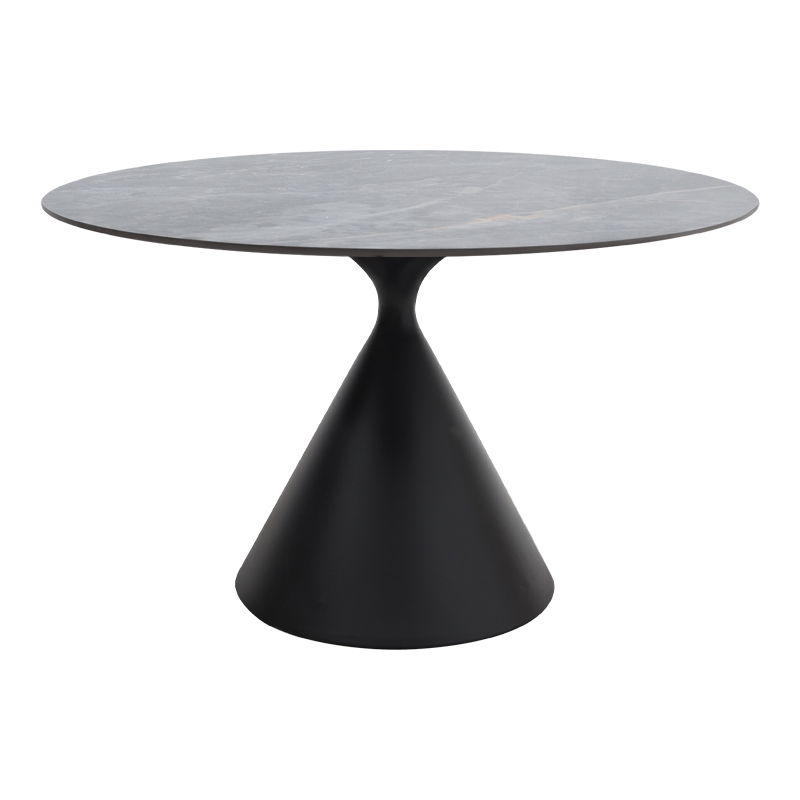 Τραπέζι - μέταλλο χρώμα γκρι εφέ μαρμάρου - μαύρο Ø120x72εκ. 3