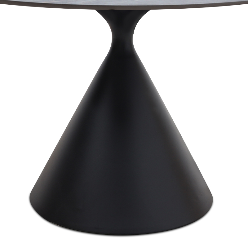 Τραπέζι - μέταλλο χρώμα γκρι εφέ μαρμάρου - μαύρο Ø120x72εκ. 5