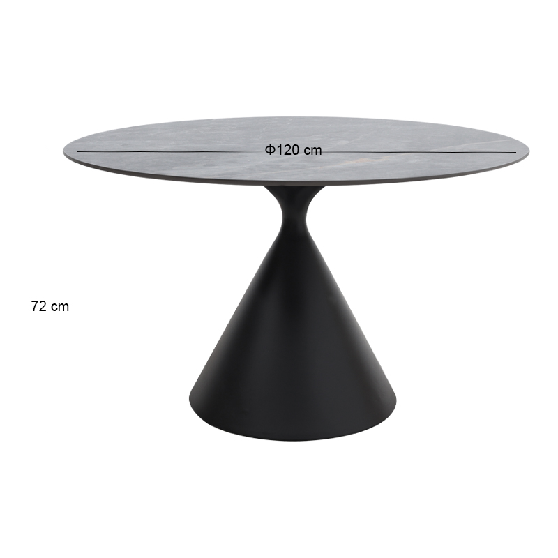 Τραπέζι - μέταλλο χρώμα γκρι εφέ μαρμάρου - μαύρο Ø120x72εκ. 6