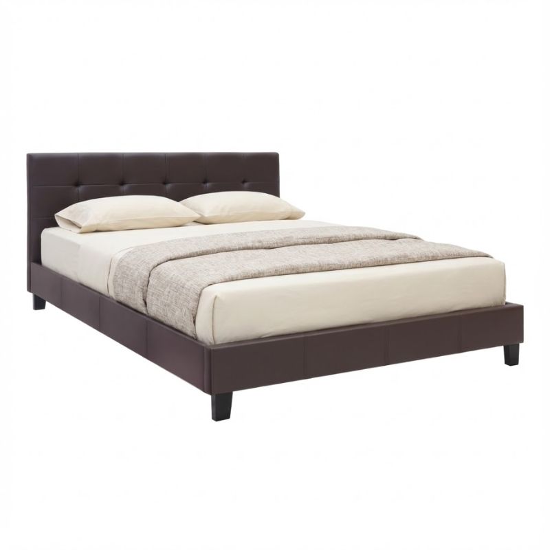 Κρεβάτι Sissy Megapap από τεχνόδερμα χρώμα καφέ 160x200εκ.