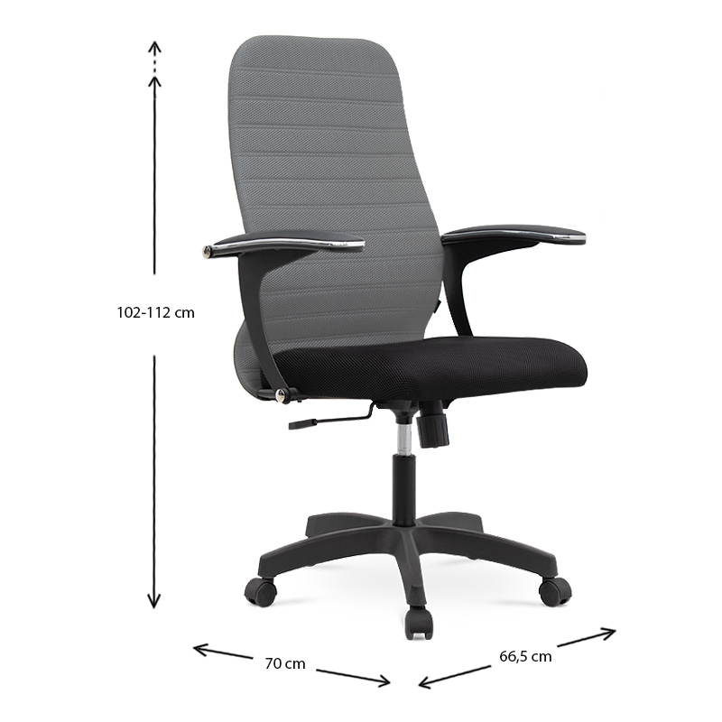 Καρέκλα γραφείου Melani Megapap με διπλό ύφασμα Mesh χρώμα γκρι - μαύρο 66,5x70x102/112εκ. 9
