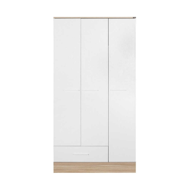 Ντουλάπα ρούχων τρίφυλλη με συρτάρια χρώμα λευκό 5