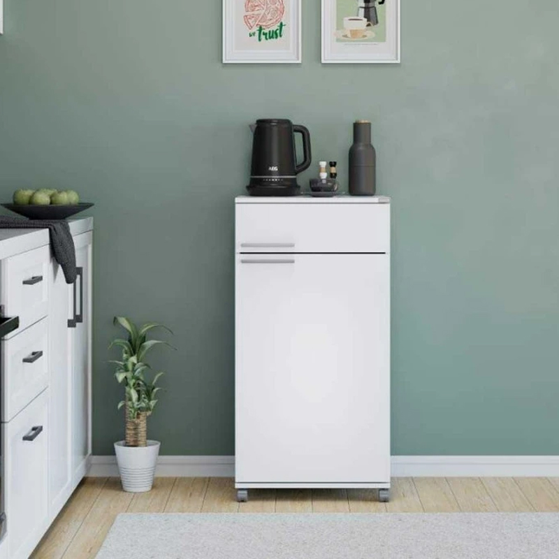 Ντουλάπι Diamond Megapap τροχήλατο χρώμα λευκό gloss 50x40x100εκ. 3