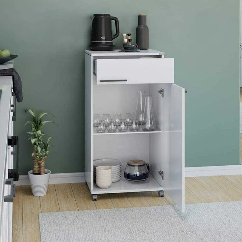 Ντουλάπι Diamond Megapap τροχήλατο χρώμα λευκό gloss 50x40x100εκ. 4