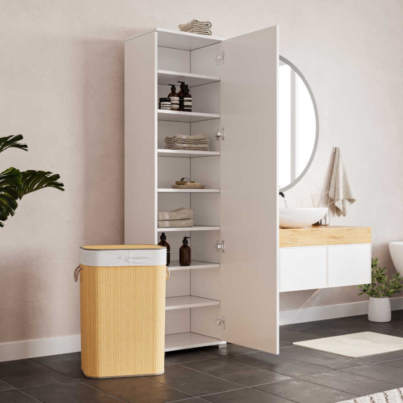 Ντουλάπα ρούχων - παπουτσοθηκη 16 ζευγών Diamond Megapap μονόφυλλη χρώμα λευκό gloss 50x35x187εκ. 3