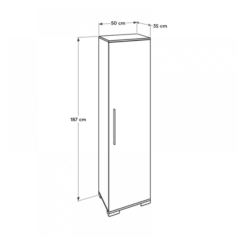 Ντουλάπα ρούχων - παπουτσοθηκη 16 ζευγών Diamond Megapap μονόφυλλη χρώμα λευκό gloss 50x35x187εκ. 5