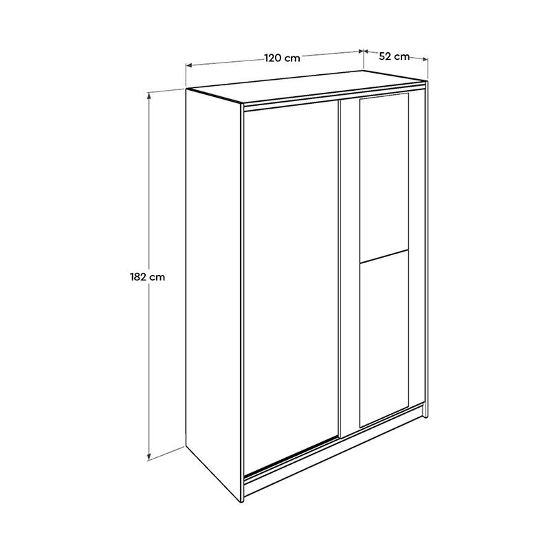 Ντουλάπα ρούχων Slide Megapap συρόμενη με καθρέπτη χρώμα sonoma 120x52x182εκ. 6
