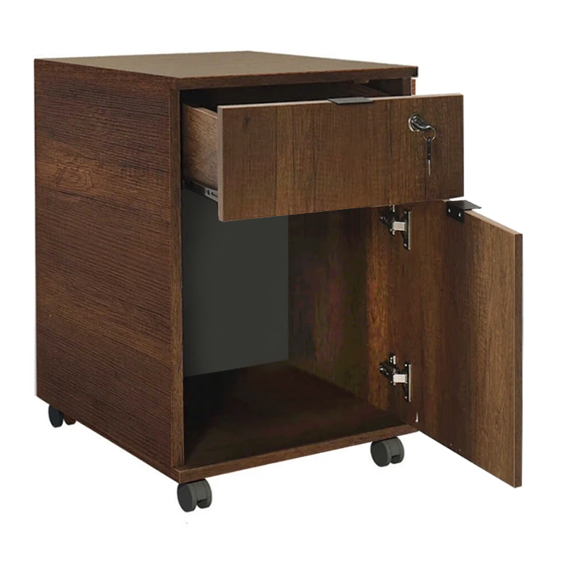 Συρταριέρα γραφείου τροχήλατη χρώμα καρυδί 2