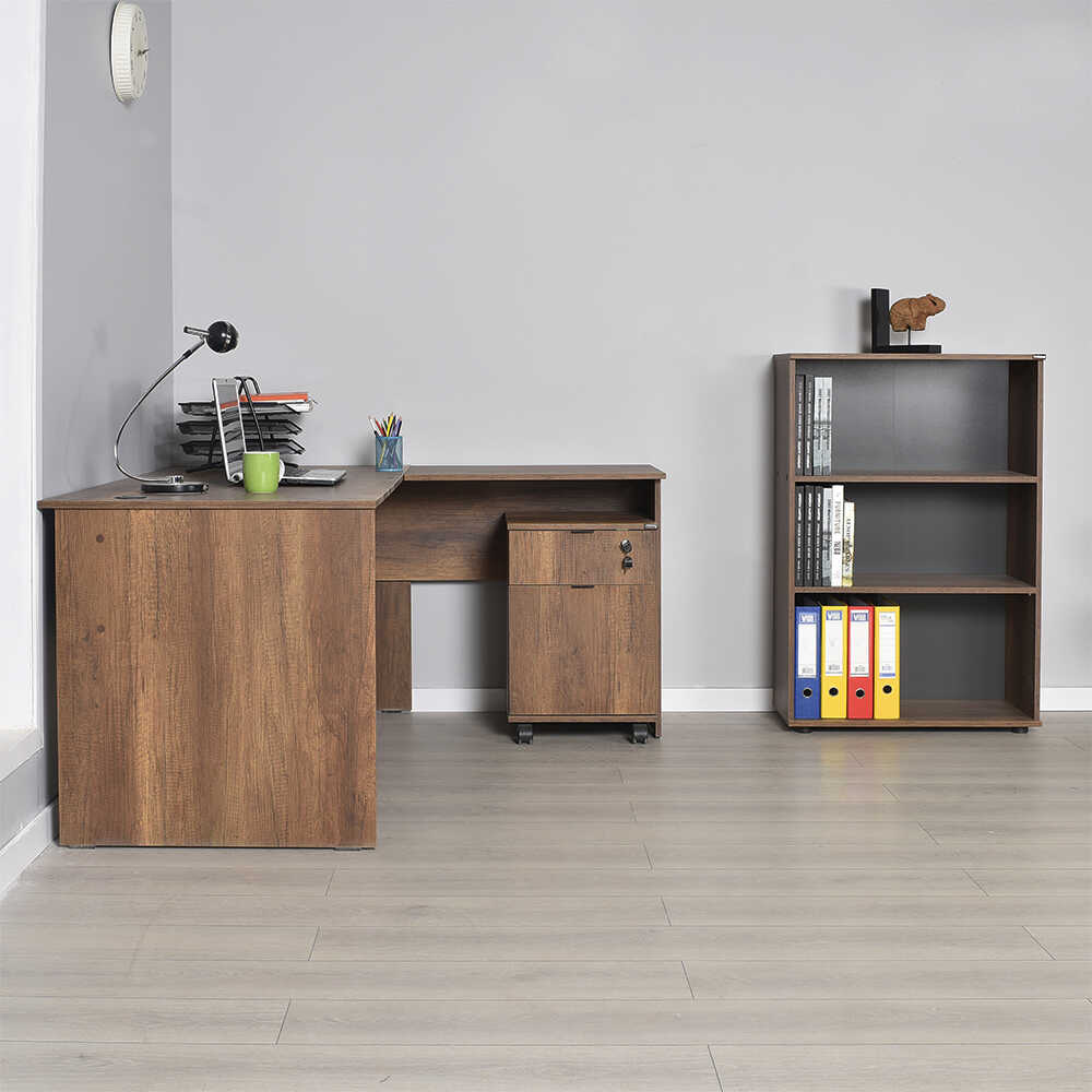 Γραφείο διευθυντικό γωνιακό αναστρέψιμο χρώμα καρυδί 3