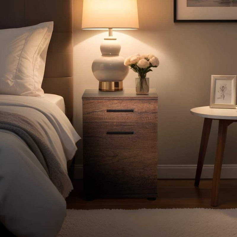 Κομοδίνο - Συρταριέρα γραφείου Trendline Megapap χρώμα καρυδί 40x39x57εκ. 2