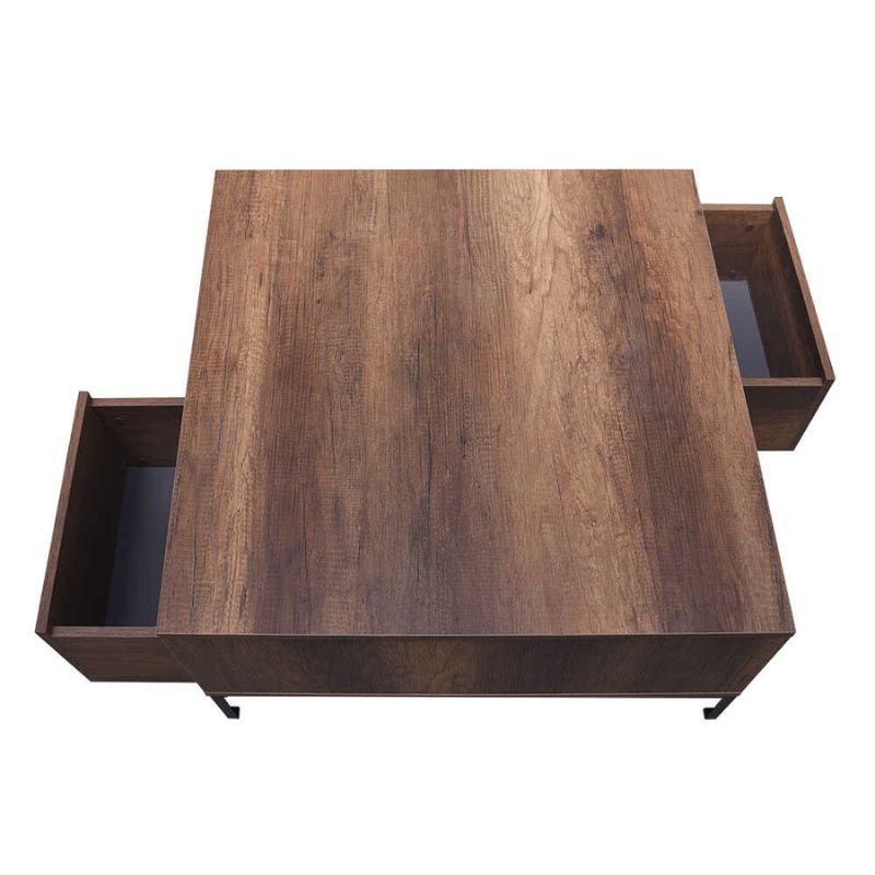 Τραπεζάκι σαλονιού Slide Megapap χρώμα καρυδί 90x90x42εκ. 2