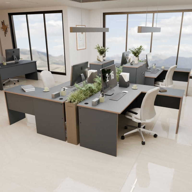 Γραφείο διευθυντικό γωνιακό αναστρέψιμο χρώμα ανθρακί 3