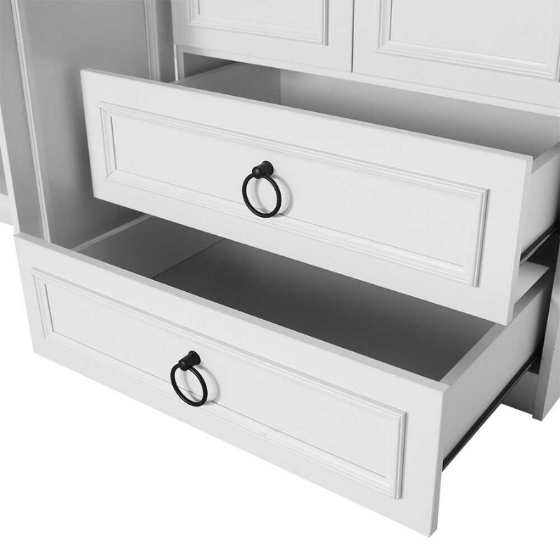 Ντουλάπα ρούχων τετράφυλλη με συρτάρια χρώμα λευκό 5