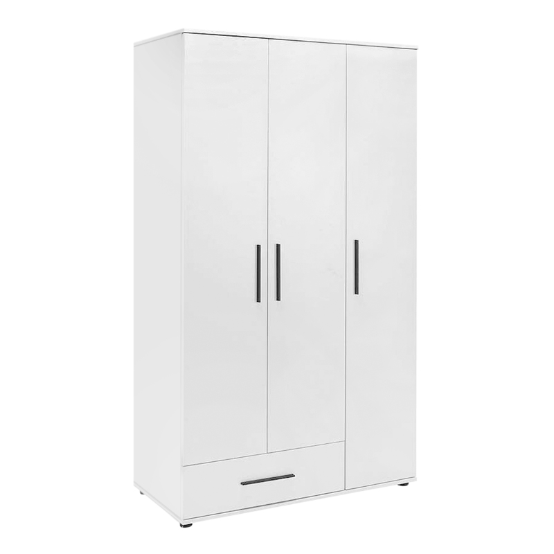 Ντουλάπα ρούχων τρίφυλλη με συρτάρια χρώμα λευκό