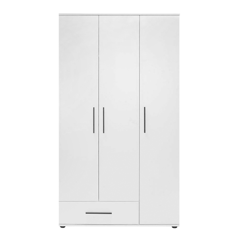 Ντουλάπα ρούχων τρίφυλλη με συρτάρια χρώμα λευκό 3