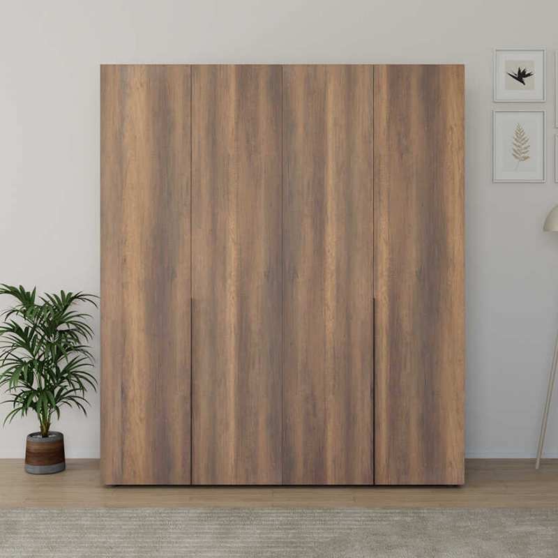 Ντουλάπα ρούχων τετράφυλλη χρώμα καρυδί 3