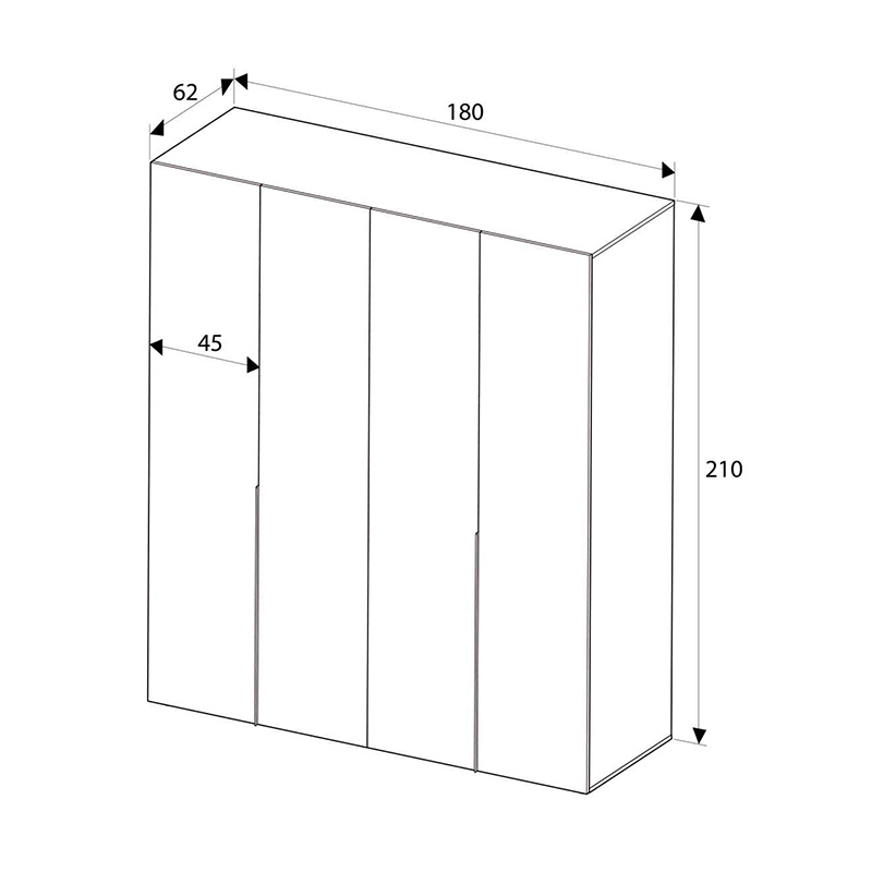 Ντουλάπα ρούχων τετράφυλλη χρώμα καρυδί 6