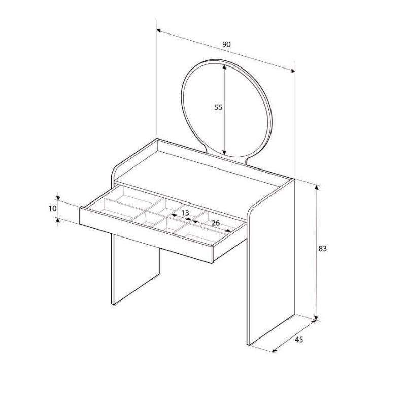 Τουαλέτα με καθρέπτη χρώμα λευκό 6