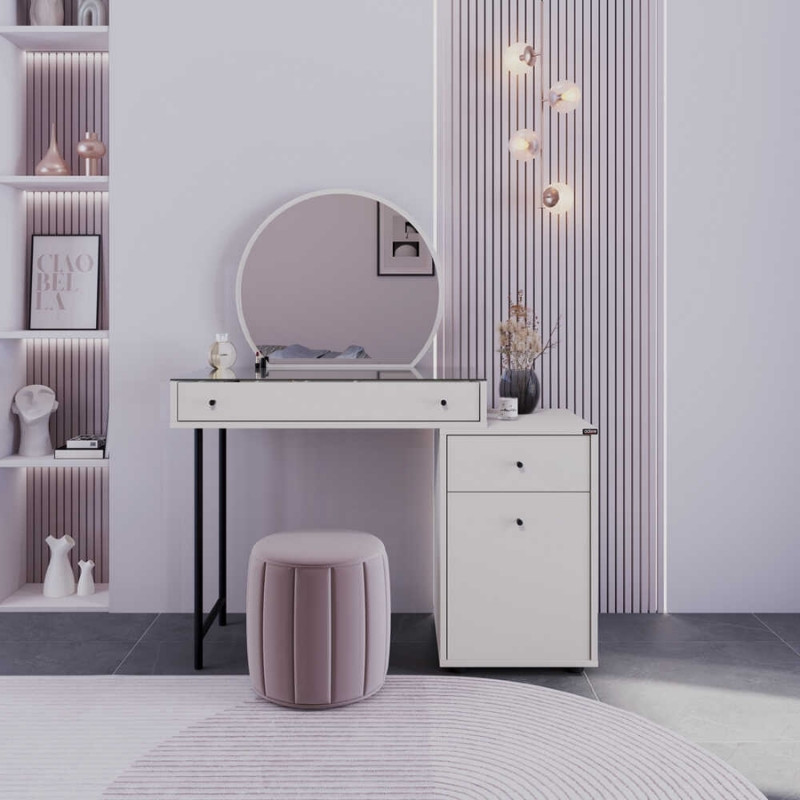 Τουαλέτα με καθρέπτη χρώμα λευκό του πάγου 3