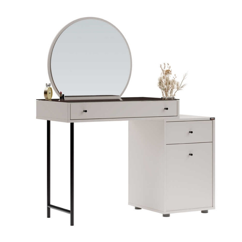 Τουαλέτα με καθρέπτη χρώμα λευκό του πάγου 5