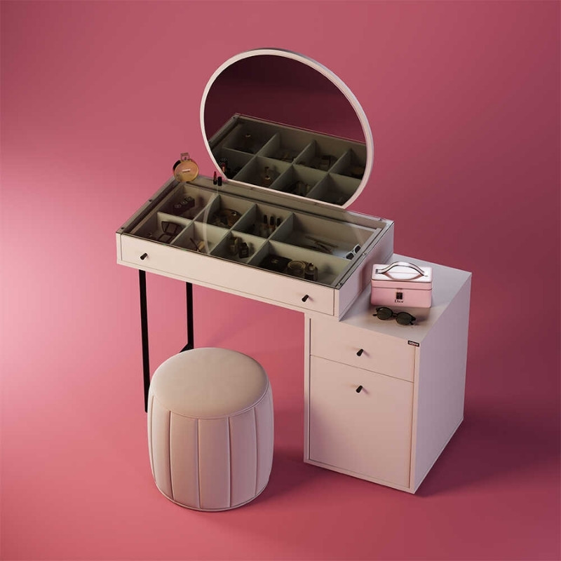 Τουαλέτα με καθρέπτη χρώμα λευκό του πάγου 9