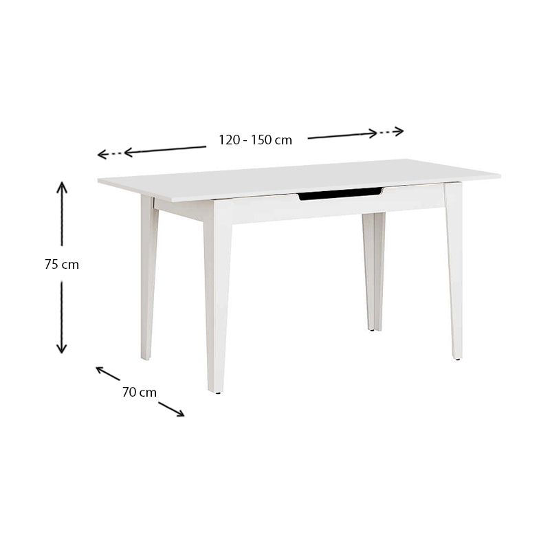 Τραπέζι επεκτεινόμενο χρώμα λευκό 120/ 11
