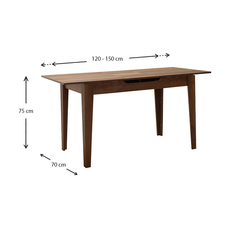 Τραπέζι επεκτεινόμενο χρώμα καρυδί 120/ 7