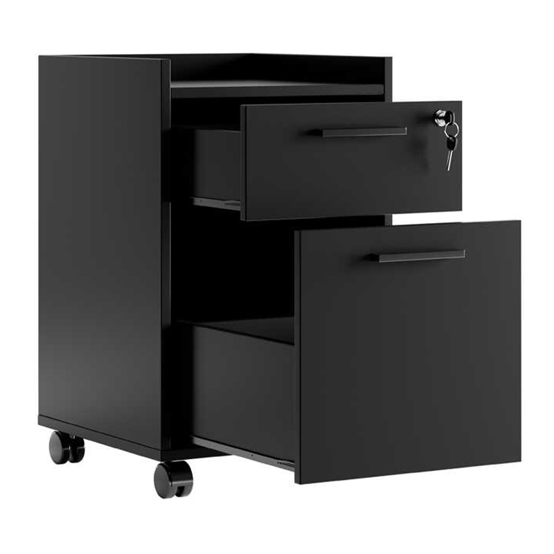 Συρταριέρα γραφείου τροχήλατη με κλειδαριά χρώμα μαύρο 3