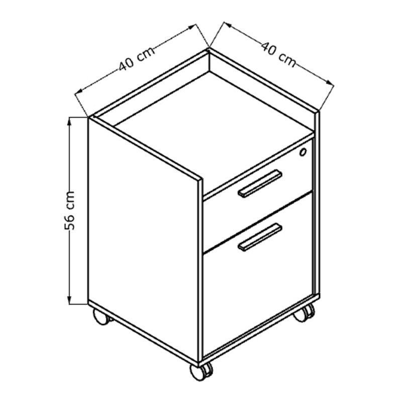 Συρταριέρα γραφείου τροχήλατη με κλειδαριά χρώμα μαύρο 5